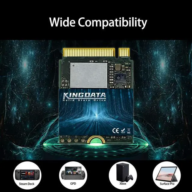 Alt view image 3 of 5 - KINGDATA 512GB M.2 2230 NVMe PCIe SSD Gen 4.0X4 - Internal Solid State Drive Compatible with PS5, Steam Deck, Microsoft Surface, Ultrabook, Laptop, Desktop (512GB, M.2 2230 NVMe 4.0)