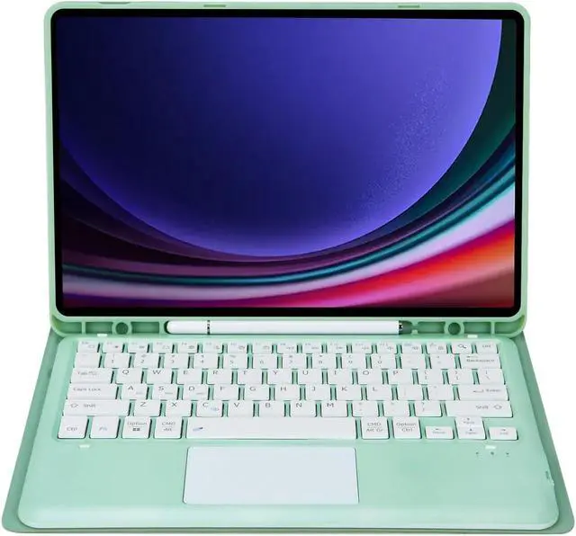 Alt view image 5 of 5 - Keyboard Case for Galaxy Tab S9 Plus/ S9 FE Plus 5G 12.4 Inch Tablet 2023 - Touchpad Detachable Keyboard with S Pen Holder Cover for Galaxy Tab S9 FE+ Plus/Galaxy Tab S9+ Plus (Mint Green)