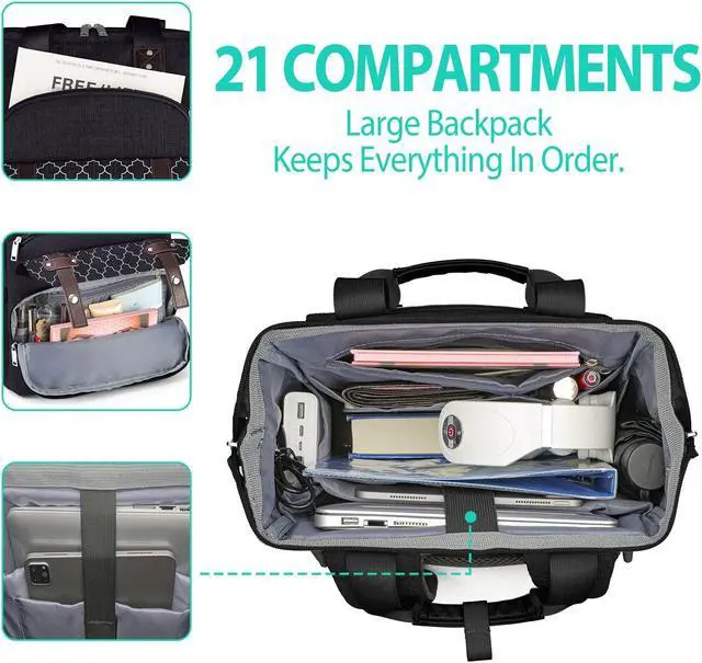 Alt view image 2 of 5 - Kuosdaz Laptop Backpack for Women & Men, Quilted Waterproof College Bookbag with USB Charger Port, Laptop Backpacks for Work Travel Casual Daypacks