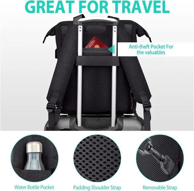 Alt view image 5 of 5 - Kuosdaz Laptop Backpack for Women & Men, Quilted Waterproof College Bookbag with USB Charger Port, Laptop Backpacks for Work Travel Casual Daypacks