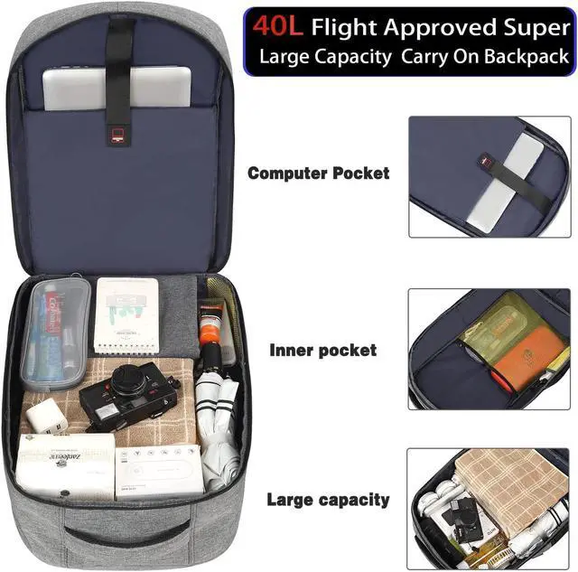 Alt view image 2 of 5 - Lapsouno Travel Laptop Backpack,17.3 Inch Business Laptop Backpack with USB Charging Port Sturdy Water Resistant Business Bookbag for Women Men College School,couple backpack (Grey+Pink)