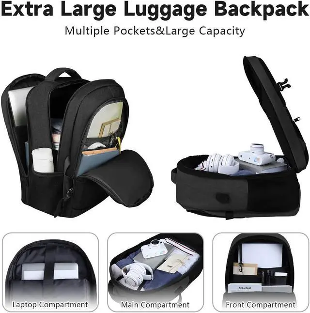 Alt view image 4 of 5 - Lapsouno Travel Laptop Backpack, Sturdy Large 17 inch Carry on Travel Backpack,TSA Flight Approved Carry on BackpackAnti-Theft USB School Bag (Black+Lake Green)