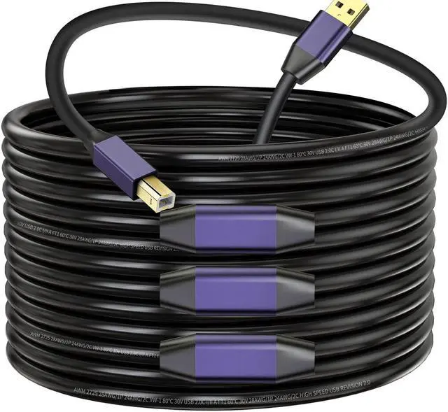 Main image of LDKCOK Active USB 2.0 Printer Cable 75ft - A-Male to B-Male High Speed Printer/Scanner/Repeater Cable for HP, Canon, Epson, Dell, Samsung etc