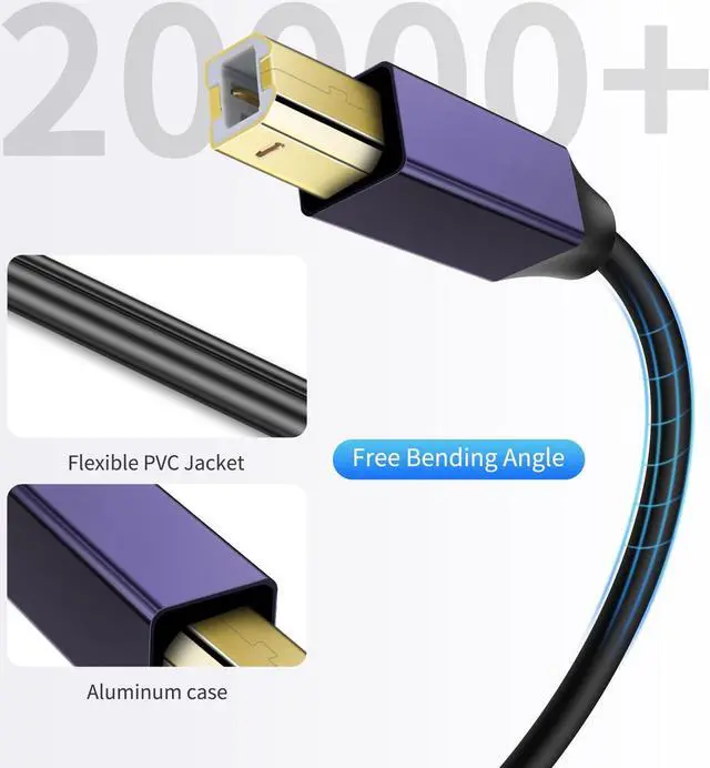 Alt view image 3 of 5 - LDKCOK Active USB 2.0 Printer Cable 75ft - A-Male to B-Male High Speed Printer/Scanner/Repeater Cable for HP, Canon, Epson, Dell, Samsung etc