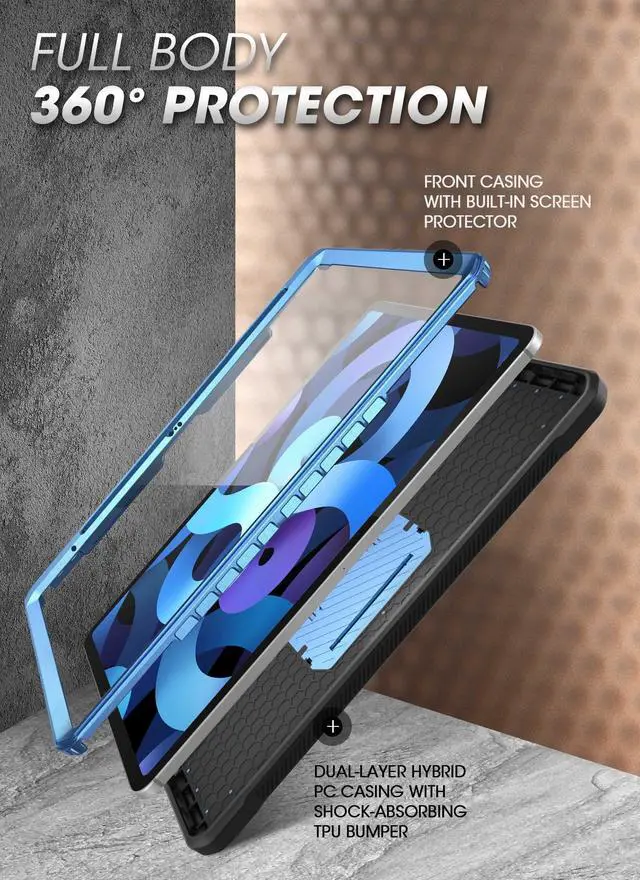 Alt view image 3 of 5 - SUPCASE for iPad 10th Generation Case with Screen Protector (Unicorn Beetle Pro), [Built-in Stand & Pencil Holder] Heavy Duty Rugged Protective Case for iPad 10th Gen 10.9 Inch (2022), Blue