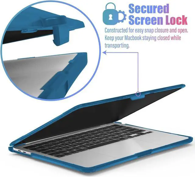 Alt view image 4 of 5 - IBENZER Heavy Duty Case for 2024 2023 2022 M2 M1 MacBook Pro 13 inch A2338 A2289 A2251 A2159 A1989 with Screen Film&Keyboard Cover, Hexpact Case for 2024-2016 Mac Pro 13, Navy Blue, HPE-T13NVBL+2