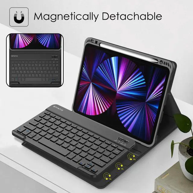Alt view image 3 of 5 - FINTIE Keyboard Case for iPad Pro 11-inch (4th / 3rd Generation) 2022/2021 - Soft TPU Back Cover with Magnetically Detachable Bluetooth Keyboard, Also Fit iPad Pro 11" 2nd / 1st Gen, Black