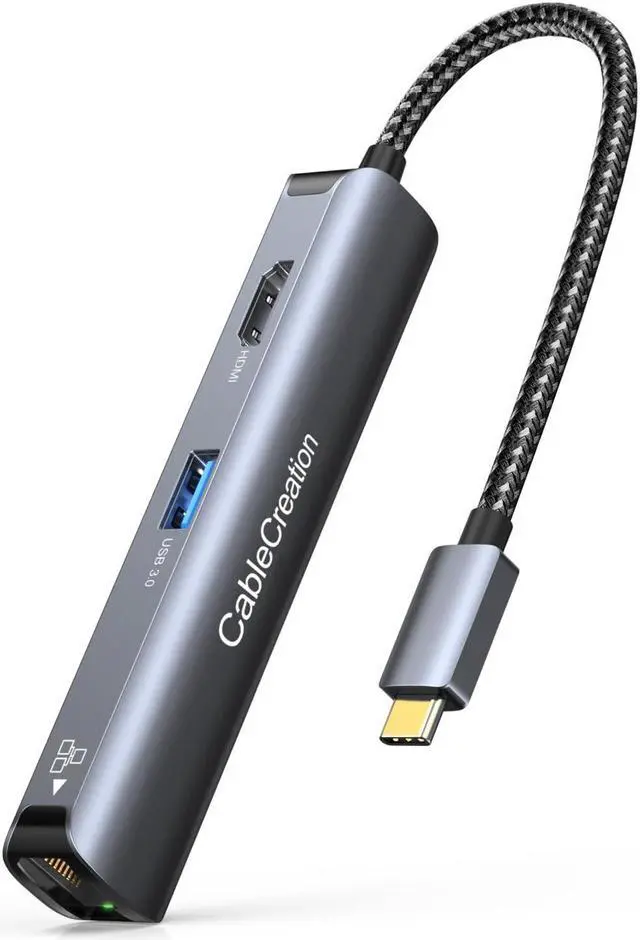 Main image of USB C Hub Multiport Adapter, CableCreation 5-in-1 USB C Adapter Aluminum Shell with 4K HDMI, 1Gbps Ethernet, 3 USB 3.0 Ports for MacBook Pro/Air 2020/2019, iPad Pro 2020, Surface Go, XPS