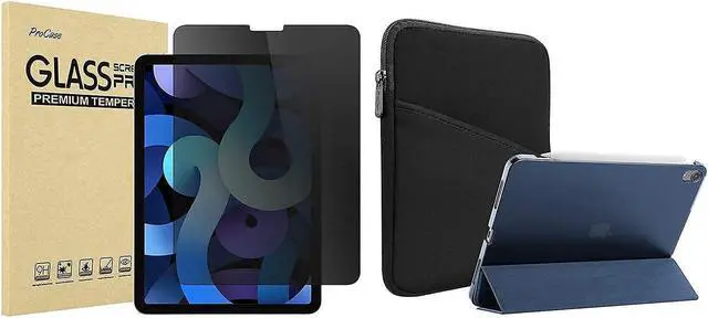 Main image of ProCase iPad Air 4 10.9 Inch 2020 / iPad Pro 11 2020 Privacy Screen Protector Bundle with iPad Air 4 Case 10.9 Inch 2020 with Tablet Sleeve Case