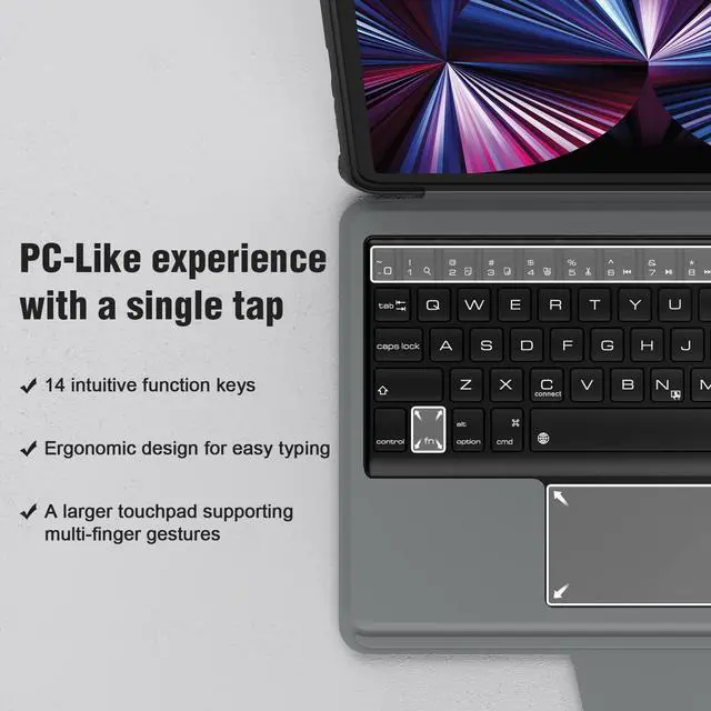 Alt view image 5 of 5 - iPad Air 5th 4th Generation Case with Slide Camera Cover, Nillkin iPad Keyboard Case for iPad Pro 11 inch 1st/2nd/3rd/4 Gen, iPad Air Case with trackpad, Pencil Holder, Detachable Keyboard(Black)