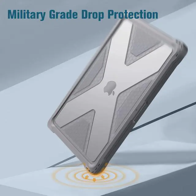 Alt view image 5 of 5 - Fintie Case for MacBook Pro 14 Inch A2992 A2918 A2779 A2442 (2023 2022 2021 Release) - Heavy Duty Rugged Hard Shell Case Cover with TPU Bumper for MacBook Pro 14" M3/M2/M1 Pro/Max Chip, Gray