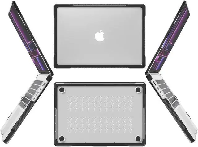 Alt view image 2 of 5 - Batianda Ultimate Protection Case for New M3 MacBook Pro 16 inch Model A2780 (M2 M1 Pro/Max Chip) 2023 2021 Release Carbon Fiber Edges Shockproof with Keyboard Cover and Screen Protector,Translucent