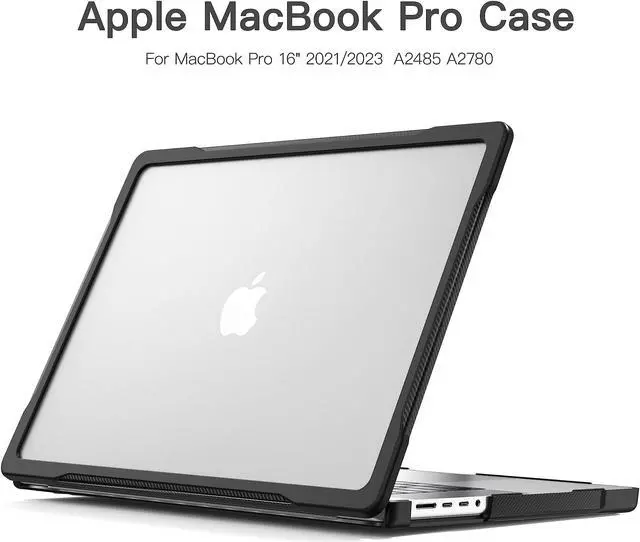 Alt view image 3 of 5 - Batianda Ultimate Protection Case for New M3 MacBook Pro 16 inch Model A2780 (M2 M1 Pro/Max Chip) 2023 2021 Release Carbon Fiber Edges Shockproof with Keyboard Cover and Screen Protector,Translucent