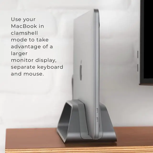 Alt view image 5 of 5 - HumanCentric Vertical Laptop Stand for MacBook, Compatible with MacBook Pro Stand, MacBook Air Stand, Laptop Holder for Apple Laptop Desk Stand, Laptop Vertical Stand, MacBook Stand in Space Gray