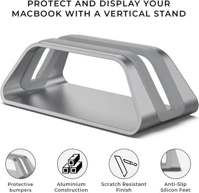 Alt view image 2 of 5 - HumanCentric Vertical Laptop Stand for MacBook, Compatible with MacBook Pro Stand, MacBook Air Stand, Laptop Holder for Apple Laptop Desk Stand, Laptop Vertical Stand, MacBook Stand in Space Gray