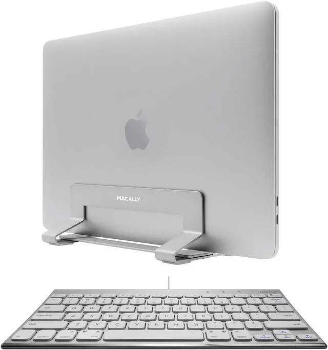Main image of Macally Wired Mini Keyboard and a Vertical Adjustable Laptop Stand, Modernize Your Office Space