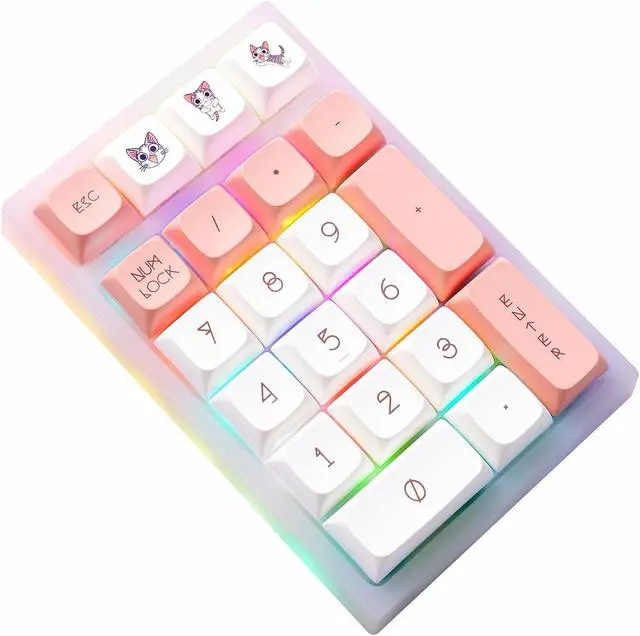 Main image of BOYI TD21 Hot Swappable Numpad,21 Keys Mini Numpad Portable Keypad Bluetooth 5.0/2.4GHz/Wired Number Pad Keyboard PBT Keycaps RGB Backlit Type-C Mini Keyboard (BOYI Cute Cat XDA Keycaps)
