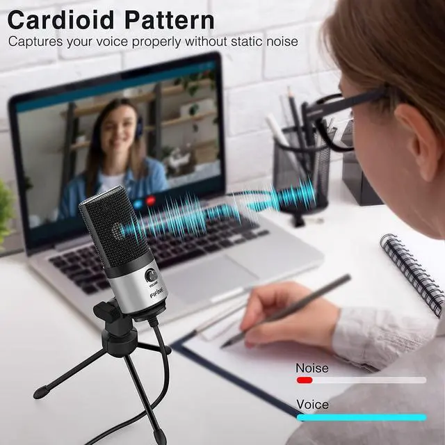 Alt view image 3 of 5 - FIFINE Voice Over Microphone and PS5 Headset, USB PC Computer Mic with Gain Control, White Gaming Headset with 7.1 Surround Sound for Zoom Video Meeting on Windows/Mac/PS4/PS5 (K669S+H6W)