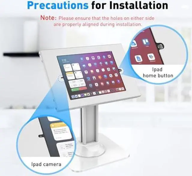 Alt view image 3 of 5 - AboveTEK Anti-Theft iPad Kiosk Stand - POS iPad Security Stand & Locking Tablet Stand - Heavy Duty Base, 360deg Swivel, 75deg Tilt Bracket - Retail Business for iPad/iPad Air/iPad Pro (White)