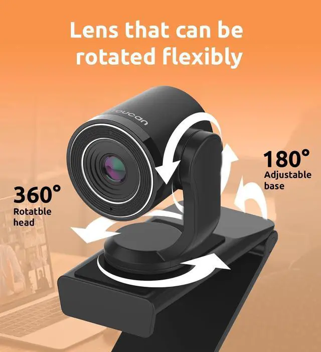 Alt view image 5 of 5 - TOUCAN 1080P Webcam with Microphone,FHD Streaming Camera with 1080P/60fps,Privacy Protection Plug Play Ultra Compact Web Cam w/ 89degView for Computer/Meeting/Online Classes/Zoom/YouTube