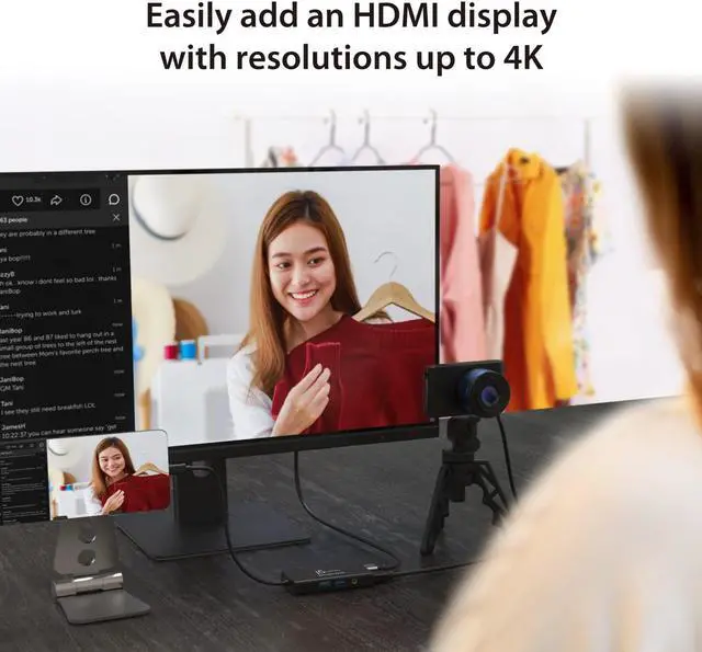 Alt view image 3 of 5 - j5create Video Capture Card with PD 60W pass-through charging, built-in multi-function hub, Suitable for Streaming, Live Broadcasting, Video Conference, Teaching, Gaming (JVA01)