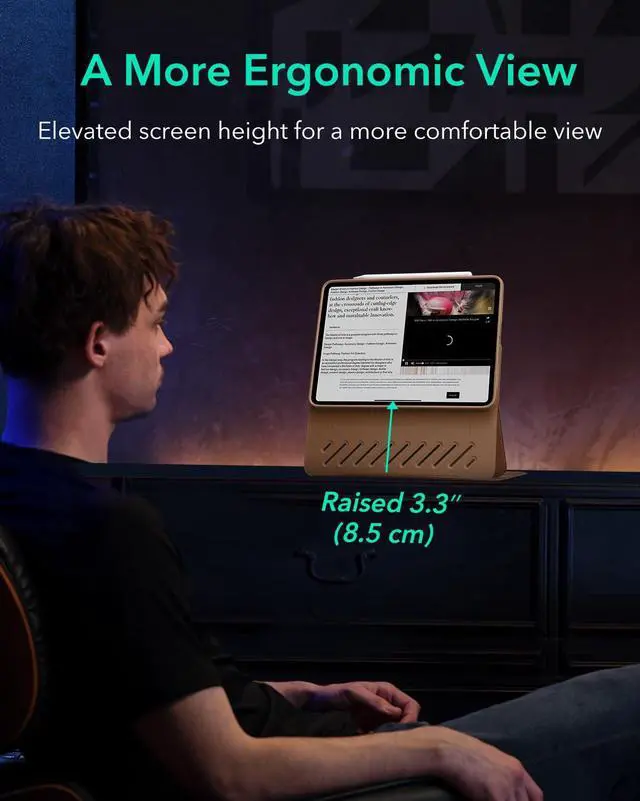 Alt view image 5 of 5 - ESR for iPad Air 11 Inch Case M2(2024), iPad Air 6th/5th/4th Gen Case (2024/2022/2020), Removable Magnetic Cover, Adjustable Portrait/Landscape Stand with Raised Screen View, 9 Standing Angles, Brown