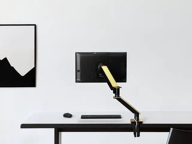 Alt view image 2 of 5 - Gold Single Monitor Arm Mount - CTA Gold Monitor Mount for 23" to 35" Monitors - w/Dual USB 3.0 Hub Ports & Arm Clamp for Desks - Gold Color - (ADD-GSMAG)