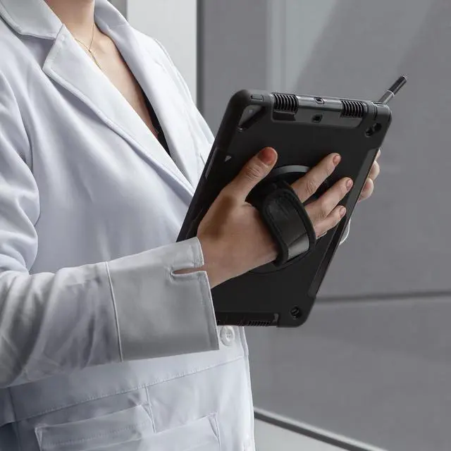 Alt view image 4 of 5 - ZAGG Rugged Tablet Case for iPad 10.2-inch Gen. 9/8/7 - Business-Grade 360deg Hand Grip & Kickstand, Drop-Proof up to 3.2ft - Ideal for On-The-Go Professionals, Black