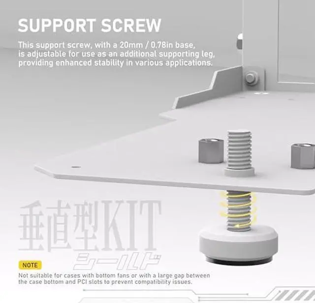 Alt view image 5 of 5 - EZDIY-FAB Vertical GPU Mount with High-Speed PCIE 4.0 Riser Cable, Shield Series, 115mm/4.52in Flexible Extension, 90 Degree Connector, Only Compatible to Full-Opened PCIe Slots-White-YIHPI344-1