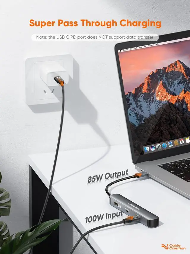 Alt view image 4 of 5 - USB C Hub Multiport Adapter, CableCreation 7-in-1 USB-C Hub with 4K 60Hz HDMI, 100W PD, USB-C and 2 USB 3.0 5Gbps Data Ports, SD/TF Card Slots for Steam Deck, MacBook Pro/Air, iPad Pro, Pixelbook, XPS