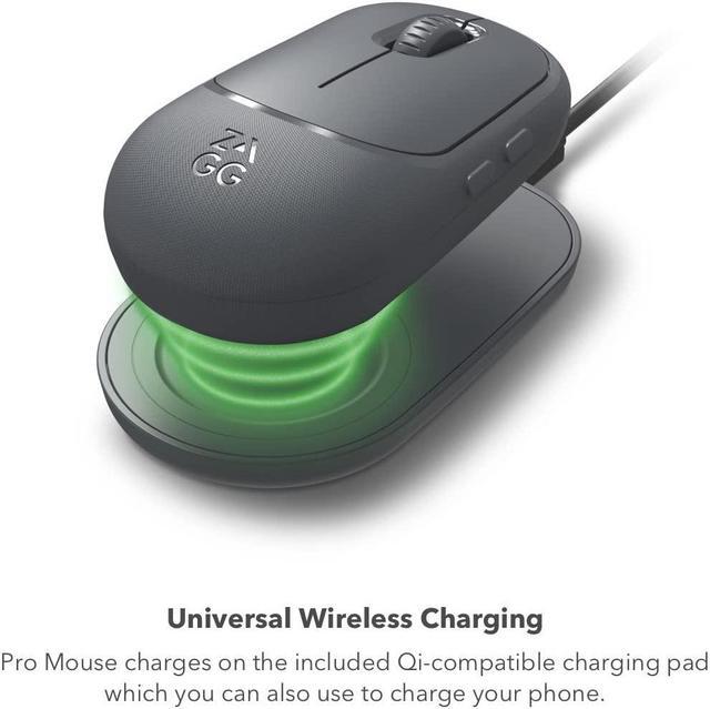 Alt view image 2 of 5 - ZAGG Pro Mouse for Tablets and Laptops includes Wireless Qi Charging Pad & 6ft USB-C to C cable - Multi Device Bluetooth, Universal Compatibility