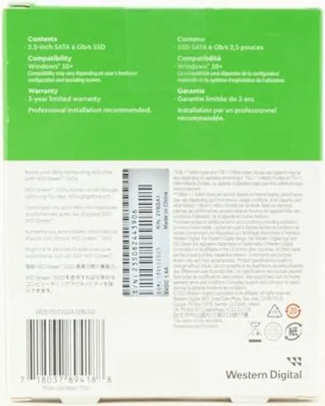 Alt view image 5 of 5 - Western Digital 1TB WD Green Internal SSD Solid State Drive - SATA III 6 Gb/s, 2.5/7mm, Up to 545 MB/s - WDS100T3G0A