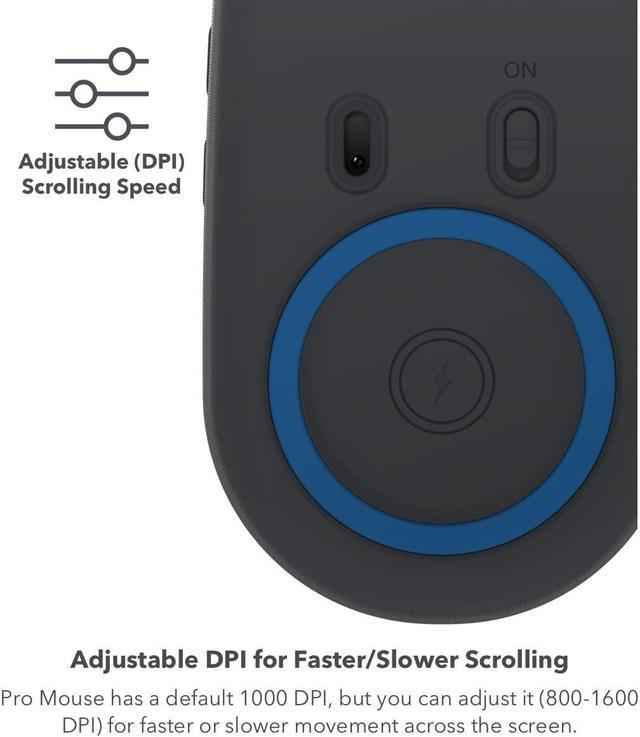 Alt view image 3 of 5 - ZAGG Pro Mouse for Tablets and Laptops includes Wireless Qi Charging Pad & 6ft USB-C to C cable - Multi Device Bluetooth, Universal Compatibility