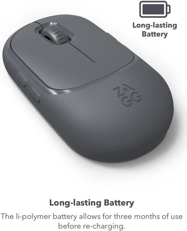 Alt view image 5 of 5 - ZAGG Pro Mouse for Tablets and Laptops includes Wireless Qi Charging Pad & 6ft USB-C to C cable - Multi Device Bluetooth, Universal Compatibility