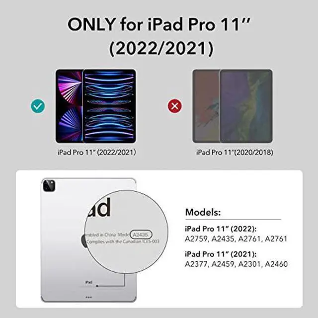Alt view image 2 of 5 - ESR for iPad Pro 11 Inch Case (2022/2021 / 2020/2018, 1st, 2nd, 3rd & 4th Gen), Removable Magnetic Cover, Adjustable Portrait/Landscape Stand with Raised Display View, 9 Standing Angles, Blue