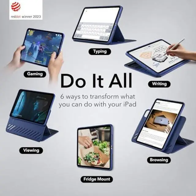 Alt view image 3 of 5 - ESR for iPad Pro 11 Inch Case (2022/2021 / 2020/2018, 1st, 2nd, 3rd & 4th Gen), Removable Magnetic Cover, Adjustable Portrait/Landscape Stand with Raised Display View, 9 Standing Angles, Blue