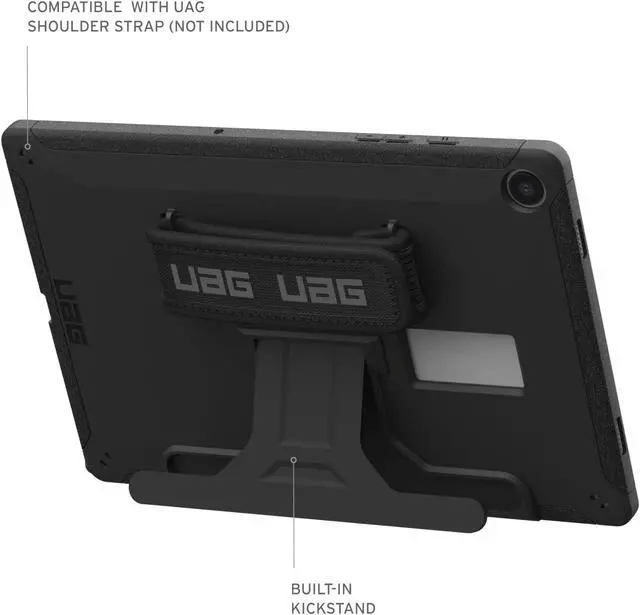 Alt view image 4 of 5 - UAG Designed for Samsung Galaxy Tab A9 Plus Case 11" SM-X216B Scout w/Handstrap & Kickstand Black, Rugged Military Dropproof Protective Cover by URBAN ARMOR GEAR