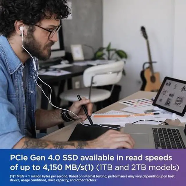 Alt view image 2 of 5 - Western Digital 500GB WD Blue SN580 NVMe Internal Solid State Drive SSD - Gen4 x4 PCIe 16Gb/s, M.2 2280, Up to 4,000 MB/s - WDS500G3B0E