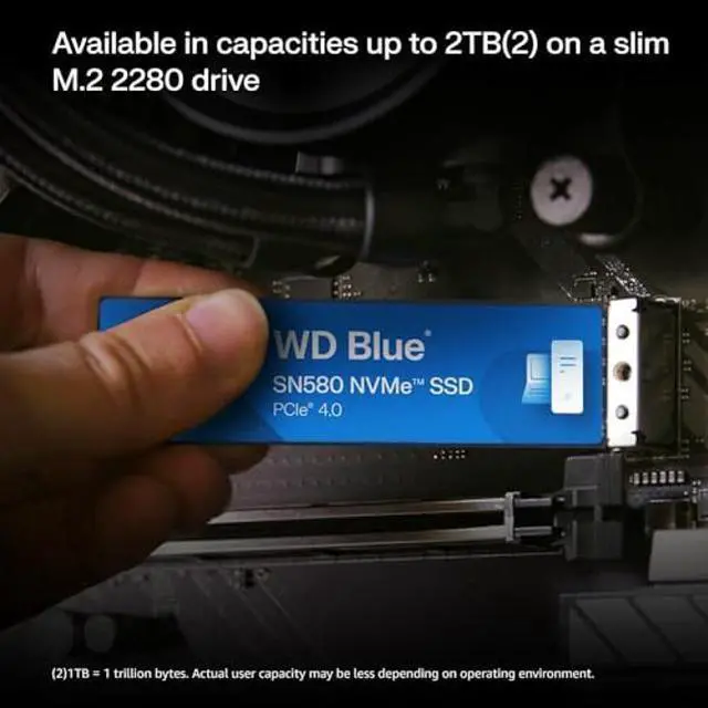 Alt view image 3 of 5 - Western Digital 500GB WD Blue SN580 NVMe Internal Solid State Drive SSD - Gen4 x4 PCIe 16Gb/s, M.2 2280, Up to 4,000 MB/s - WDS500G3B0E