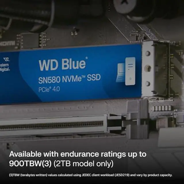 Alt view image 5 of 5 - Western Digital 500GB WD Blue SN580 NVMe Internal Solid State Drive SSD - Gen4 x4 PCIe 16Gb/s, M.2 2280, Up to 4,000 MB/s - WDS500G3B0E