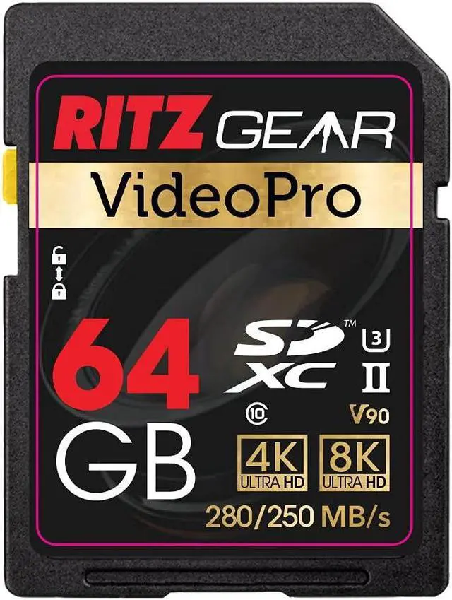 Main image of Ritz Gear 64GB High-Speed SDXC UHS-II SD Card, C10, U3, V90, Full-HD & 8K Memory Card for DSLR, Cinema-Quality Video Cameras