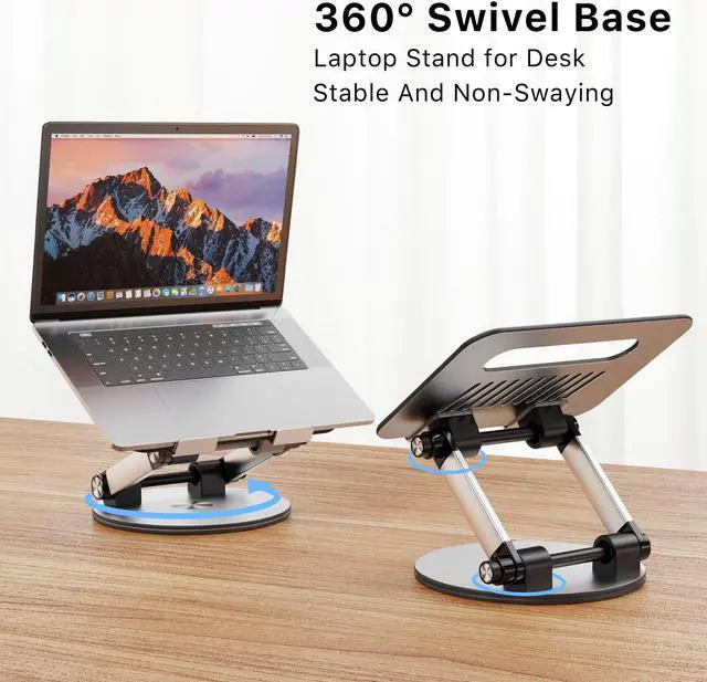 Alt view image 2 of 5 - MYBAT PRO Laptop Stand for Desk, Adjustable Computer Stand with 360deg Rotating Base, Ergonomic Laptop Riser for Collaborative Work, Foldable Laptop Stand, fits for All 10-17.3" Laptops