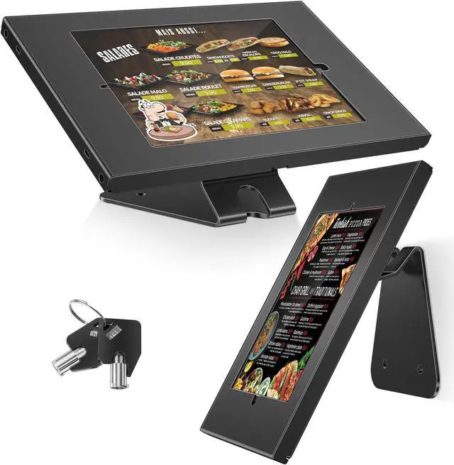 Main image of AboveTEK Anti-Theft Tablet Stand - iPad Locking & Security Stand, Countertop & Wall Mount POS Stand, 360deg Swivel Kiosk Stand for iPad/iPad Air/iPad Pro - Ideal for Retail Business (Black)