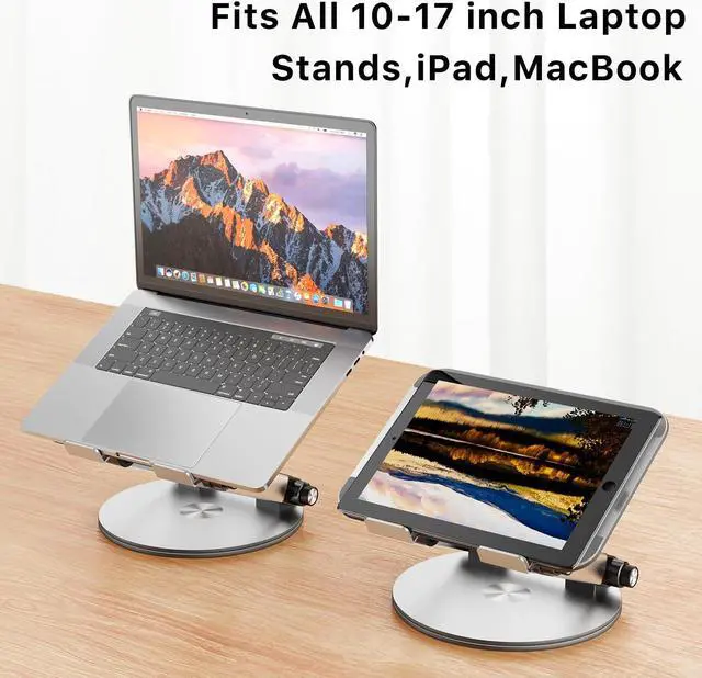 Alt view image 4 of 5 - MYBAT PRO Laptop Stand for Desk, Adjustable Computer Stand with 360deg Rotating Base, Ergonomic Laptop Riser for Collaborative Work, Foldable Laptop Stand, fits for All 10-17.3" Laptops