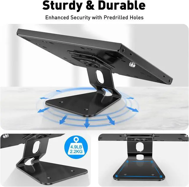 Alt view image 3 of 5 - AboveTEK Anti-Theft Tablet Stand - iPad Locking & Security Stand, Countertop & Wall Mount POS Stand, 360deg Swivel Kiosk Stand for iPad/iPad Air/iPad Pro - Ideal for Retail Business (Black)