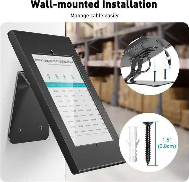 Alt view image 5 of 5 - AboveTEK Anti-Theft Tablet Stand - iPad Locking & Security Stand, Countertop & Wall Mount POS Stand, 360deg Swivel Kiosk Stand for iPad/iPad Air/iPad Pro - Ideal for Retail Business (Black)