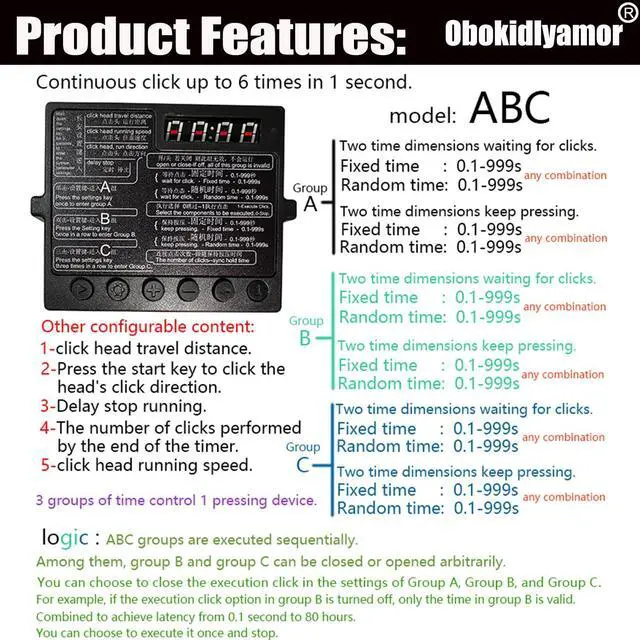 Alt view image 2 of 5 - Physical Click Auto Keyboard Clicker Mouse Jigglier;Auto Random Clicking Game Assist; Mouse Mover Auto clicking Tool (ABC)