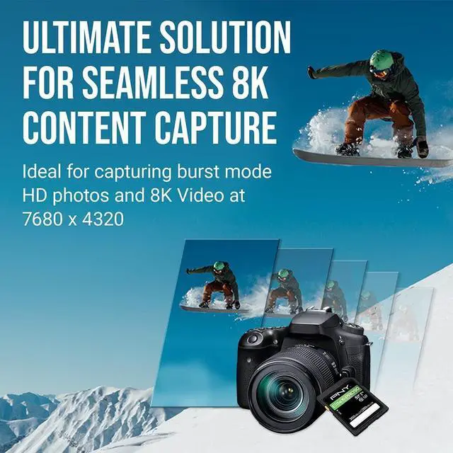 Alt view image 5 of 5 - PNY 64GB EliteX-PRO90 UHS-II SDXC Memory Card - R300MB/s W280MB/s, U3, V90, 8K UHD, Full HD, UHS-II for Professional Photographers & Content Creators, DSLR, Mirrorless Cameras, Advanced Video Cameras