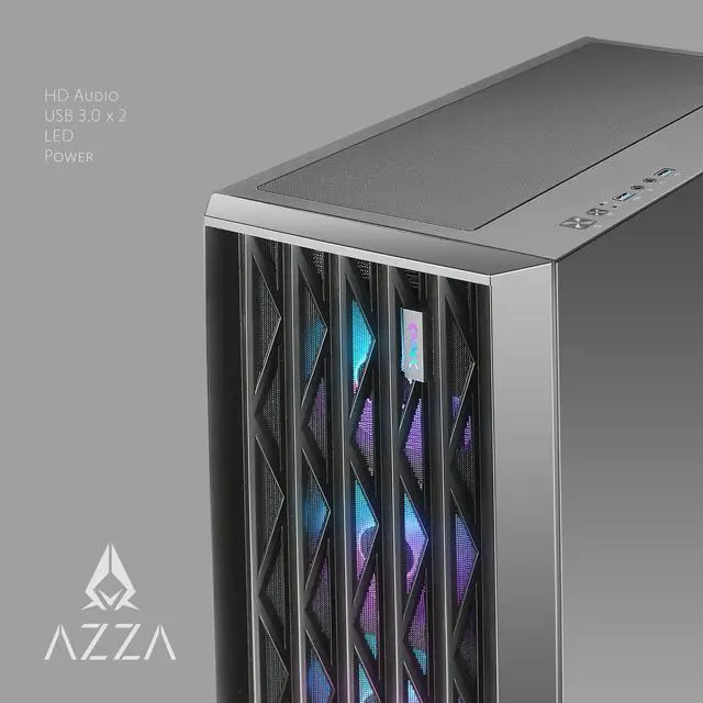Alt view image 3 of 5 - AZZA LEGIONAIRE Black, CSAZ-470, ATX Computer Case, Metal Mesh Side Panel, 4 x 120 mm ARGB & PWM Fans Included