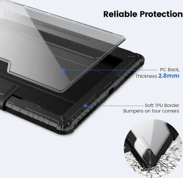 Alt view image 4 of 5 - Nillkin iPad Air 13 inch Case(M2, 2024), iPad Pro 12.9 Case2022/2021(6th/5th Gen), Detachable Cover and Magnetic Back for Friger & Desk, Multiple Angle Shockproof Rugged Case with Camera Cover, Black